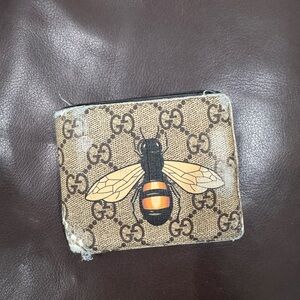 Gucci Tan GG Bee Motif Wallet